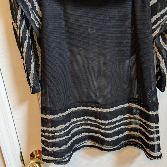 Ali Miles Black Gray 2-Layer Mesh Wearable Art Blouse Shirt Pullover Top - Picture 8 of 14